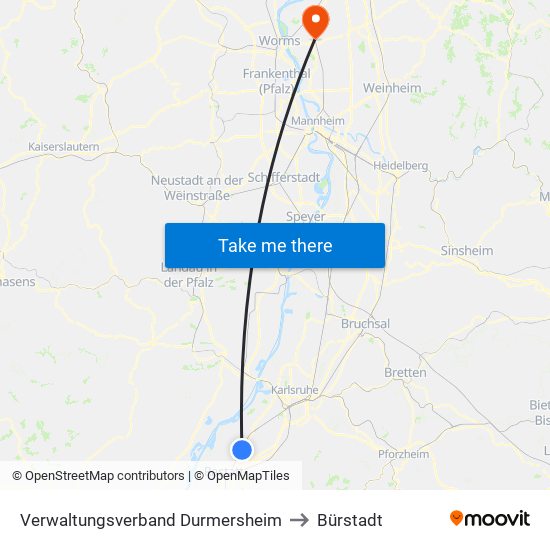 Verwaltungsverband Durmersheim to Bürstadt map