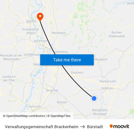 Verwaltungsgemeinschaft Brackenheim to Bürstadt map