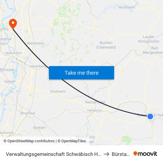 Verwaltungsgemeinschaft Schwäbisch Hall to Bürstadt map