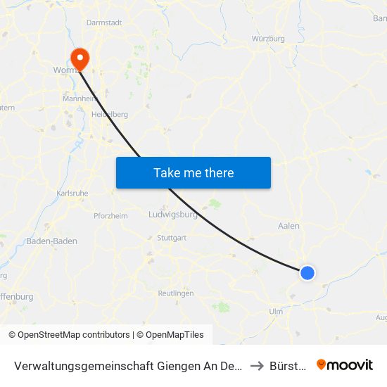 Verwaltungsgemeinschaft Giengen An Der Brenz to Bürstadt map