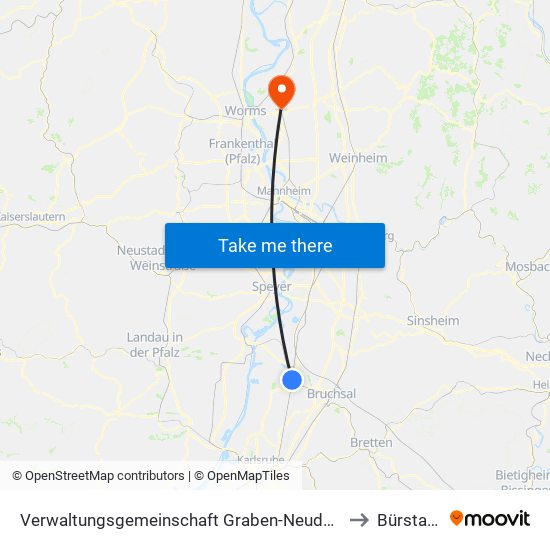 Verwaltungsgemeinschaft Graben-Neudorf to Bürstadt map