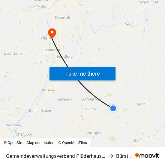 Gemeindeverwaltungsverband Plüderhausen-Urbach to Bürstadt map