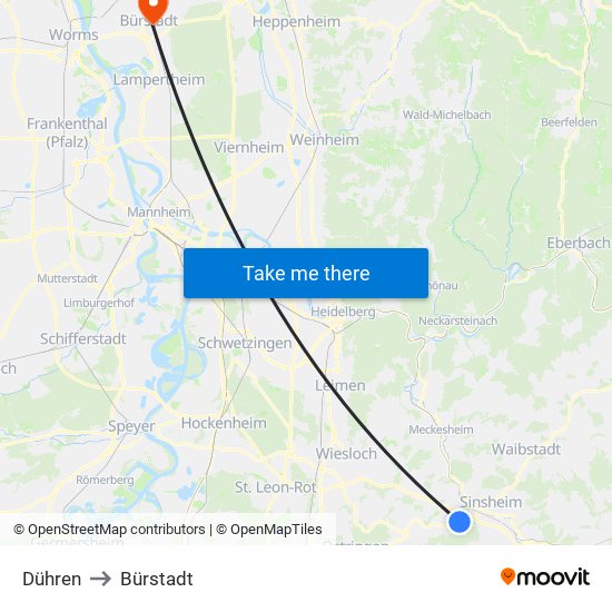 Dühren to Bürstadt map