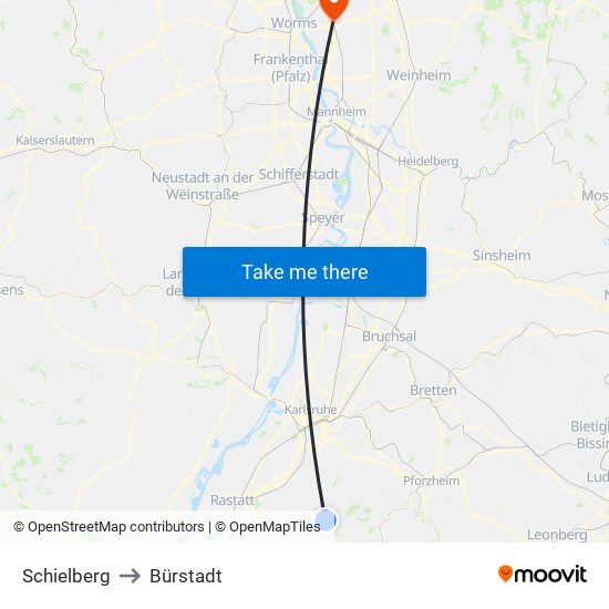 Schielberg to Bürstadt map