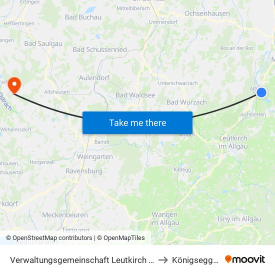 Verwaltungsgemeinschaft Leutkirch Im Allgäu to Königseggwald map