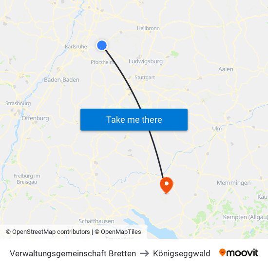 Verwaltungsgemeinschaft Bretten to Königseggwald map