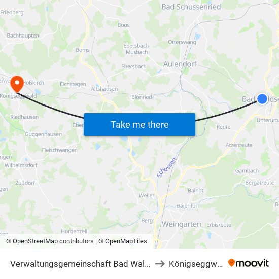 Verwaltungsgemeinschaft Bad Waldsee to Königseggwald map