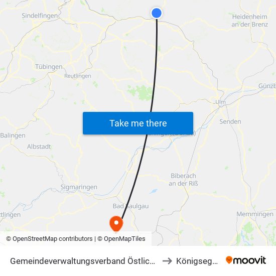 Gemeindeverwaltungsverband Östlicher Schurwald to Königseggwald map