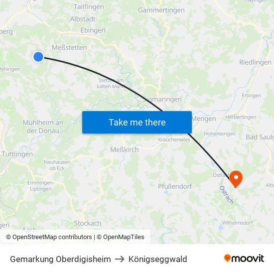 Gemarkung Oberdigisheim to Königseggwald map