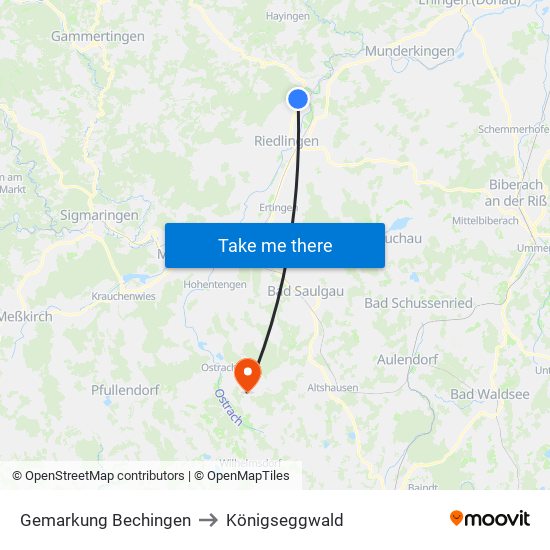 Gemarkung Bechingen to Königseggwald map