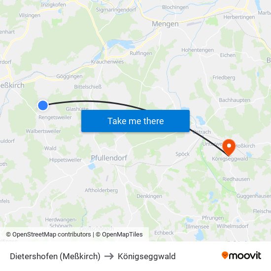 Dietershofen (Meßkirch) to Königseggwald map