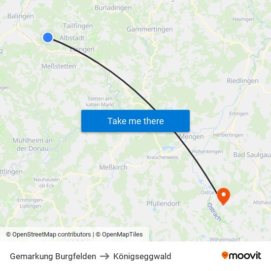 Gemarkung Burgfelden to Königseggwald map