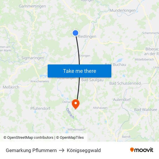 Gemarkung Pflummern to Königseggwald map