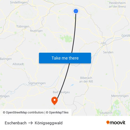 Eschenbach to Königseggwald map
