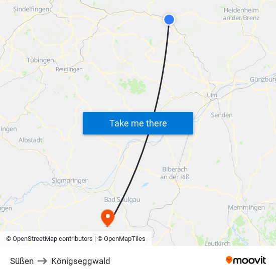 Süßen to Königseggwald map