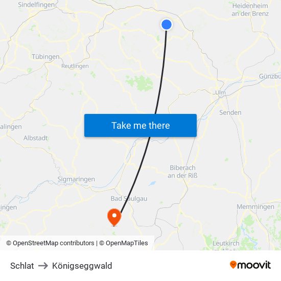 Schlat to Königseggwald map