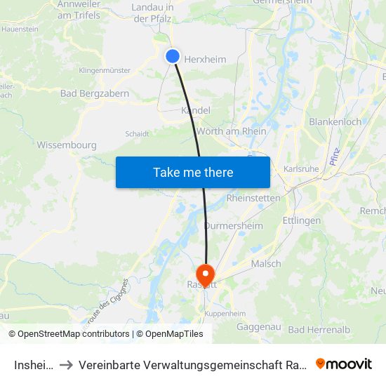 Insheim to Vereinbarte Verwaltungsgemeinschaft Rastatt map