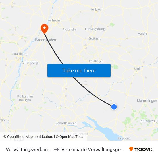 Verwaltungsverband Altshausen to Vereinbarte Verwaltungsgemeinschaft Rastatt map