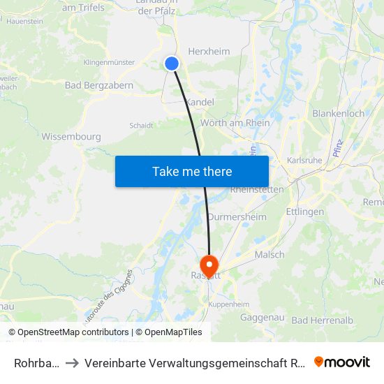 Rohrbach to Vereinbarte Verwaltungsgemeinschaft Rastatt map