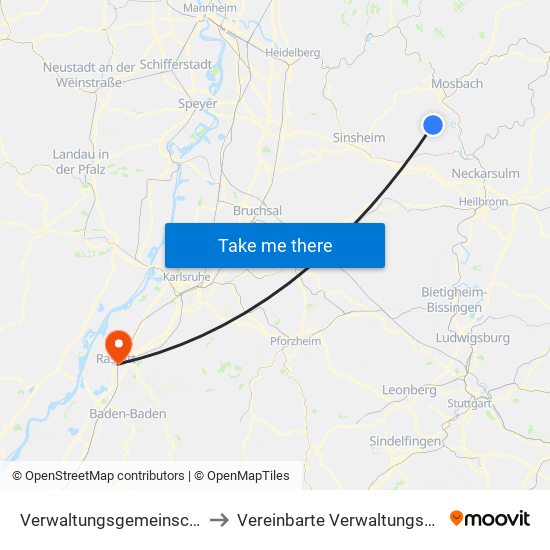 Verwaltungsgemeinschaft Haßmersheim to Vereinbarte Verwaltungsgemeinschaft Rastatt map