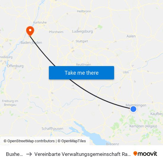Buxheim to Vereinbarte Verwaltungsgemeinschaft Rastatt map
