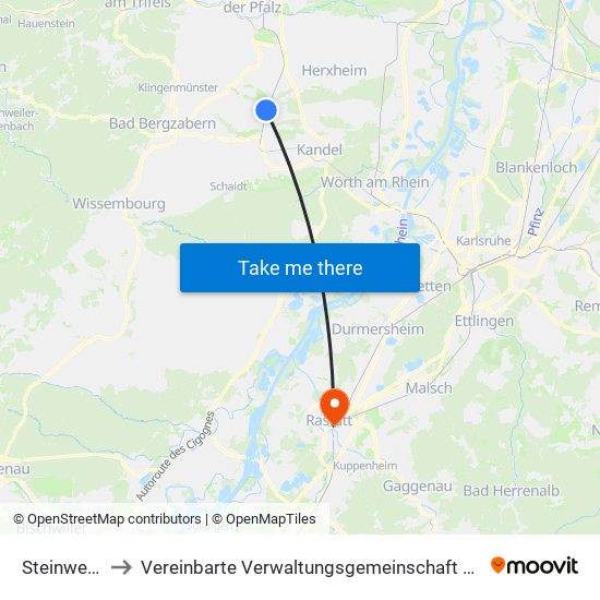 Steinweiler to Vereinbarte Verwaltungsgemeinschaft Rastatt map