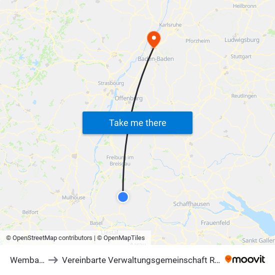 Wembach to Vereinbarte Verwaltungsgemeinschaft Rastatt map