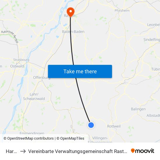 Hardt to Vereinbarte Verwaltungsgemeinschaft Rastatt map