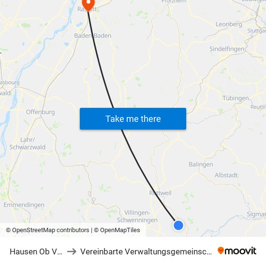 Hausen Ob Verena to Vereinbarte Verwaltungsgemeinschaft Rastatt map