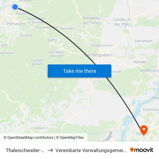 Thaleischweiler-Fröschen to Vereinbarte Verwaltungsgemeinschaft Rastatt map