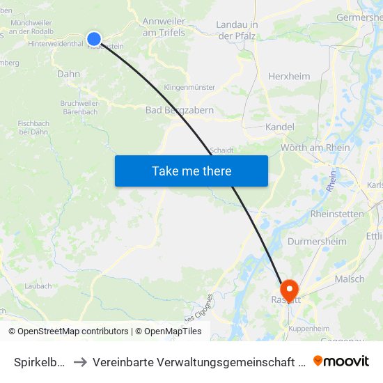 Spirkelbach to Vereinbarte Verwaltungsgemeinschaft Rastatt map