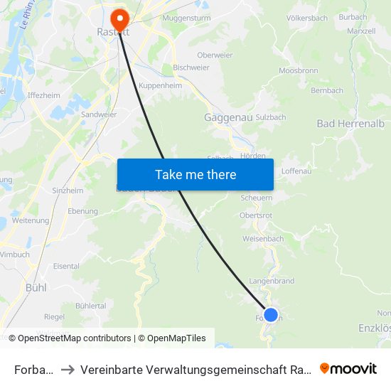 Forbach to Vereinbarte Verwaltungsgemeinschaft Rastatt map