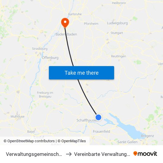 Verwaltungsgemeinschaft Singen (Hohentwiel) to Vereinbarte Verwaltungsgemeinschaft Rastatt map