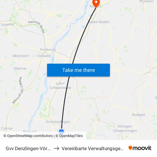 Gvv Denzlingen-Vörstetten-Reute to Vereinbarte Verwaltungsgemeinschaft Rastatt map