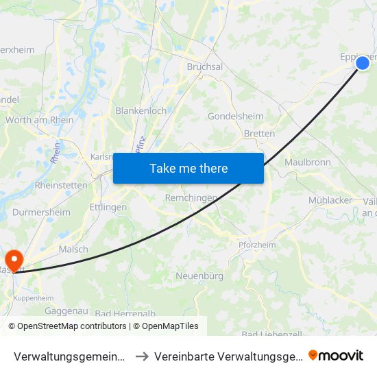 Verwaltungsgemeinschaft Eppingen to Vereinbarte Verwaltungsgemeinschaft Rastatt map