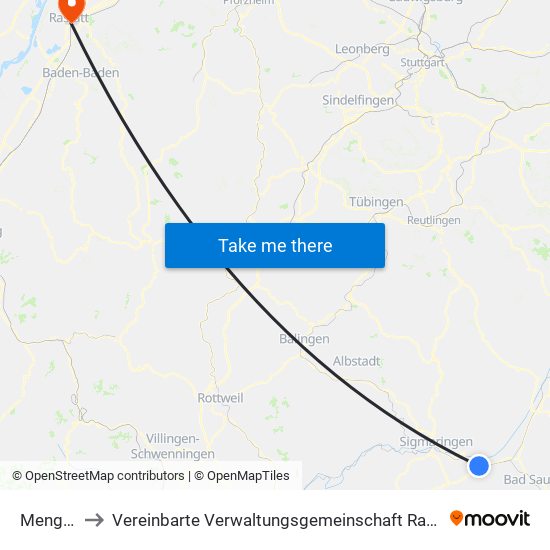 Mengen to Vereinbarte Verwaltungsgemeinschaft Rastatt map