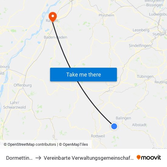 Dormettingen to Vereinbarte Verwaltungsgemeinschaft Rastatt map