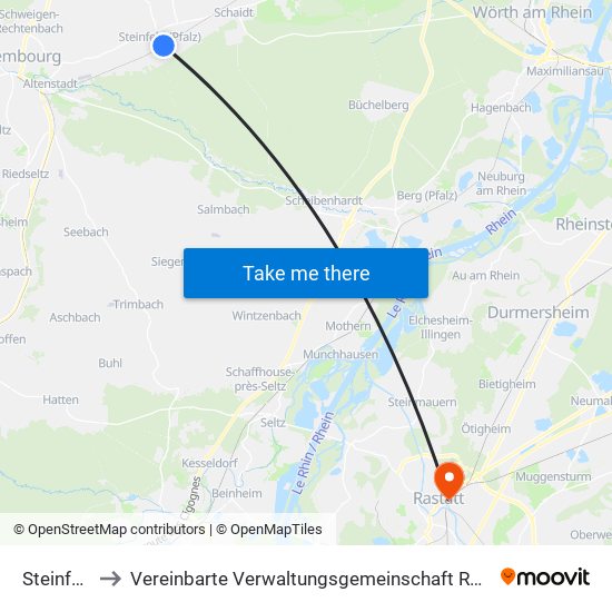 Steinfeld to Vereinbarte Verwaltungsgemeinschaft Rastatt map