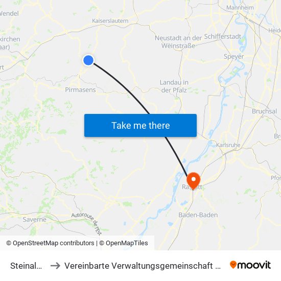 Steinalben to Vereinbarte Verwaltungsgemeinschaft Rastatt map