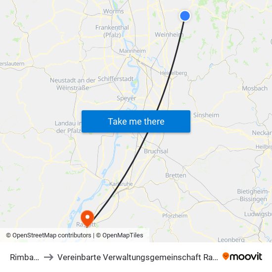 Rimbach to Vereinbarte Verwaltungsgemeinschaft Rastatt map