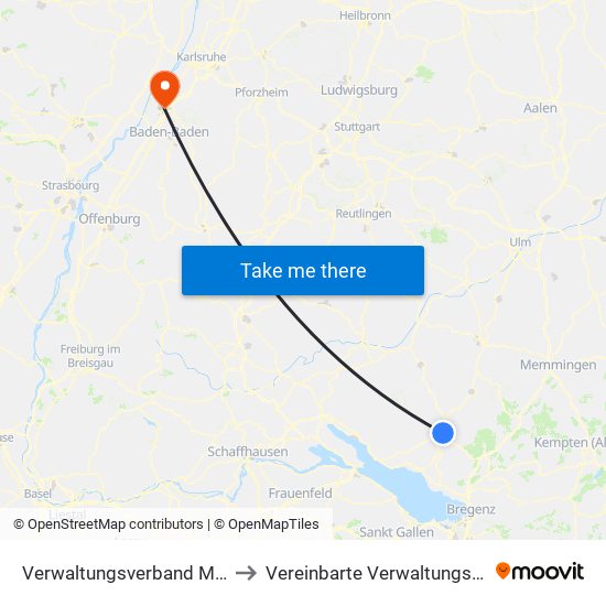 Verwaltungsverband Mittleres Schussental to Vereinbarte Verwaltungsgemeinschaft Rastatt map