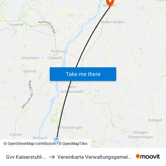 Gvv Kaiserstuhl-Tuniberg to Vereinbarte Verwaltungsgemeinschaft Rastatt map