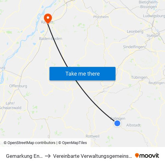 Gemarkung Endingen to Vereinbarte Verwaltungsgemeinschaft Rastatt map