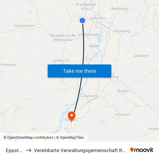 Eppstein to Vereinbarte Verwaltungsgemeinschaft Rastatt map