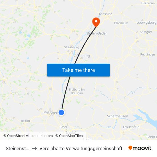 Steinenstadt to Vereinbarte Verwaltungsgemeinschaft Rastatt map