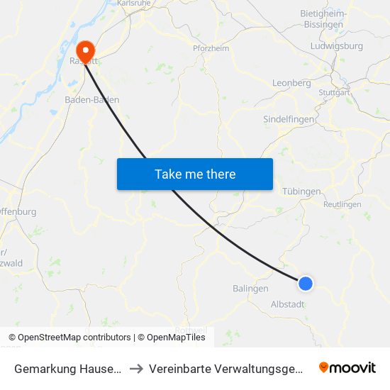 Gemarkung Hausen Im Killertal to Vereinbarte Verwaltungsgemeinschaft Rastatt map