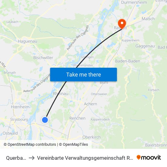 Querbach to Vereinbarte Verwaltungsgemeinschaft Rastatt map