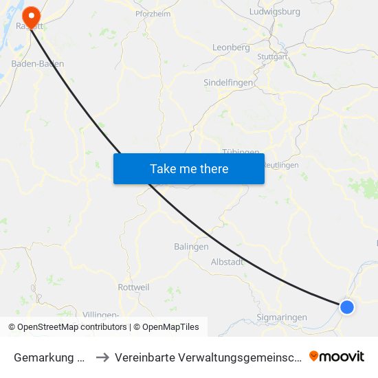 Gemarkung Neufra to Vereinbarte Verwaltungsgemeinschaft Rastatt map