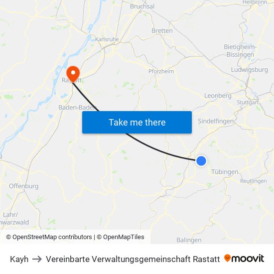Kayh to Vereinbarte Verwaltungsgemeinschaft Rastatt map