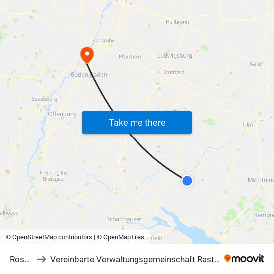 Rosna to Vereinbarte Verwaltungsgemeinschaft Rastatt map